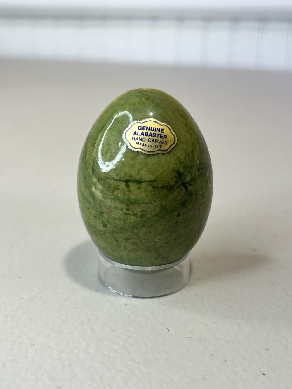 Genuine Alabaster Hand Carved Egg - Green